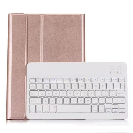 Detachable Bluetooth Keyboard + Horizontal Flip Leather Tablet Case with Holder for iPad Pro 9.7 inch, iPad Air, iPad Air 2, iPad 9.7 inch (2017), iPad 9.7 inch (2018) (Rose Gold)-garmade.com