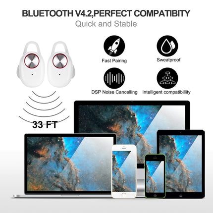 BTH-V5 DSP Noise Cancelling Earbuds Sports Wireless Bluetooth V5.0 Headset with Charging Case, Compatible with iPhone and Android(White)-garmade.com