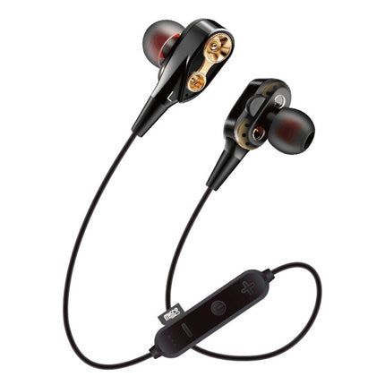 MG-G23 Portable Sports Bluetooth V5.0 Bluetooth Headphones, with 4 Speakers(Black)-garmade.com