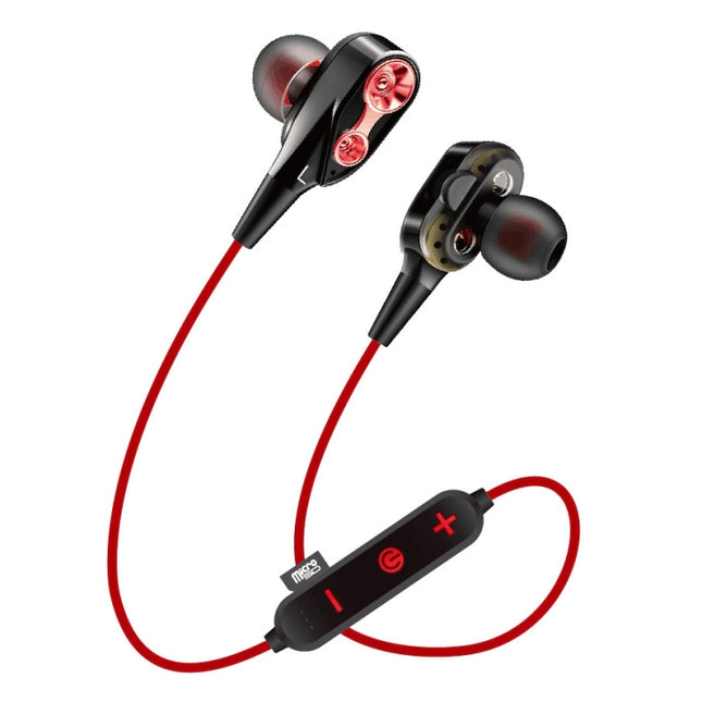 MG-G23 Portable Sports Bluetooth V5.0 Bluetooth Headphones, with 4 Speakers(Red)-garmade.com