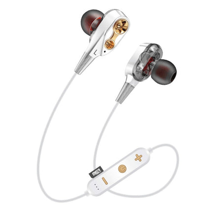 MG-G23 Portable Sports Bluetooth V5.0 Bluetooth Headphones, with 4 Speakers(White)-garmade.com