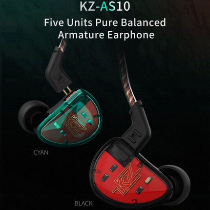 KZ AS10 Ten Unit Moving Iron In-ear HiFi Earphone with Microphone(Cyan)-garmade.com