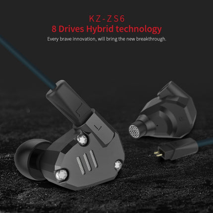 KZ ZS6 Eight Unit Circle Iron Aluminum Alloy In-ear HiFi Earphone without Microphone (Black)-garmade.com