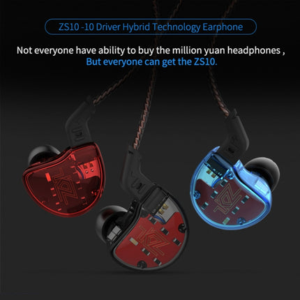 KZ ZS10 Ten Unit Circle Iron In-ear Mega Bass HiFi Earphone without Microphone (Red)-garmade.com