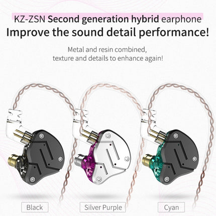 KZ ZSN Circle Iron Moving Iron Quad-core Wired Control In-ear Mega Bass HiFi Earphone with Microphone (Black)-garmade.com