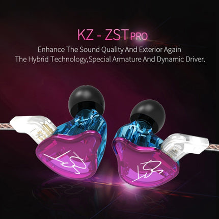 KZ ZST Circle Iron In-ear Mega Bass MP3 Dual Unit Earphone without Microphone (Colour)-garmade.com