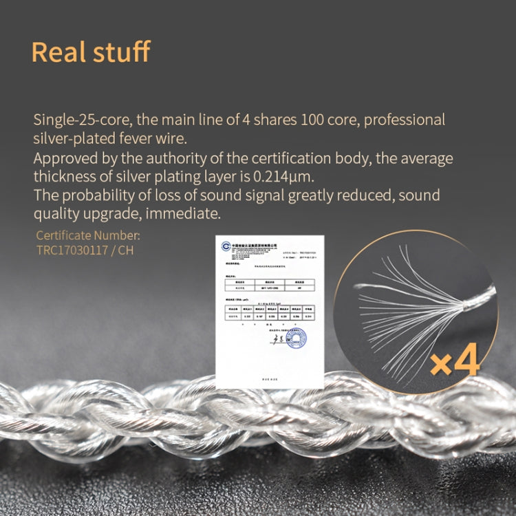KZ 8 Pin Oxygen-free Copper Silver Plated Upgrade Cable for Most MMCX Interface Earphones(White)-garmade.com