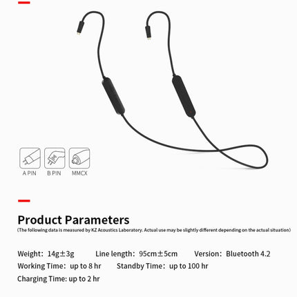 KZ Waterproof High Fidelity Bluetooth Upgrade Cable for Most MMCX Inteerface Earphones(Black)-garmade.com