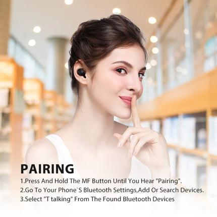 Bluedio T-talking Bluetooth Version 5.0 In-Ear Bluetooth Headset with USB Charging Cable(Black)-garmade.com