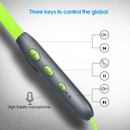 BH-I37 Bluetooth 5.0 Wire-controlled Bluetooth Earphone Built-in High-fidelity Microphone, Support Call (Green)-garmade.com