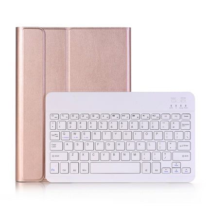 A102 For iPad 10.2 inch Ultra-thin Detachable Bluetooth Keyboard Leather Tablet Case with Stand Function(Rose Gold)-garmade.com