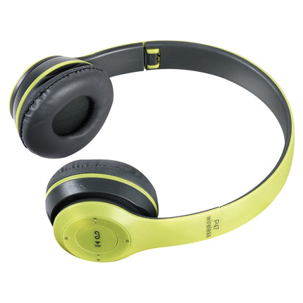 P47 Foldable Wireless Bluetooth Headphone with 3.5mm Audio Jack, Support MP3 / FM / Call (Green)-garmade.com