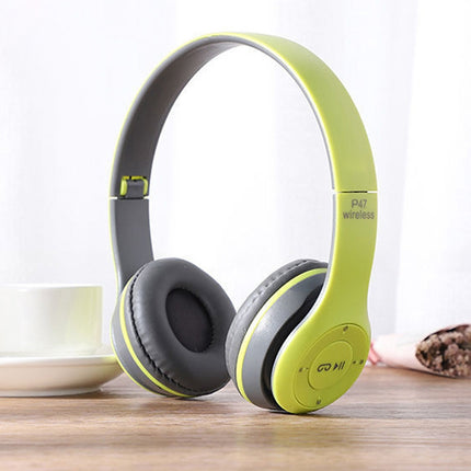 P47 Foldable Wireless Bluetooth Headphone with 3.5mm Audio Jack, Support MP3 / FM / Call (Green)-garmade.com