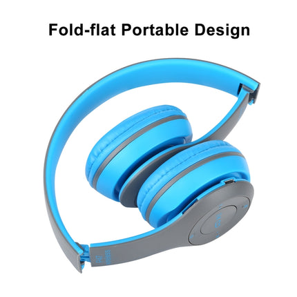 P47 Foldable Wireless Bluetooth Headphone with 3.5mm Audio Jack, Support MP3 / FM / Call(Blue)-garmade.com