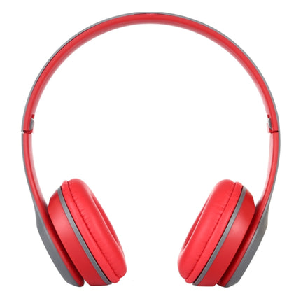 P47 Foldable Wireless Bluetooth Headphone with 3.5mm Audio Jack, Support MP3 / FM / Call(Red)-garmade.com