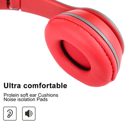P47 Foldable Wireless Bluetooth Headphone with 3.5mm Audio Jack, Support MP3 / FM / Call(Red)-garmade.com