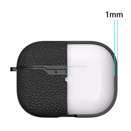 For Apple AirPods Pro TPU Litchi Texture Wireless Earphone Protective Case with Hook(Sapphire Blue)-garmade.com