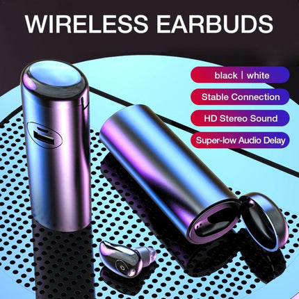 V21 Mini Single Ear Stereo Bluetooth V5.0 Wireless Earphones with Charging Box(Blue)-garmade.com