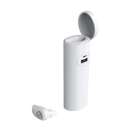 V21 Mini Single Ear Stereo Bluetooth V5.0 Wireless Earphones with Charging Box(White)-garmade.com