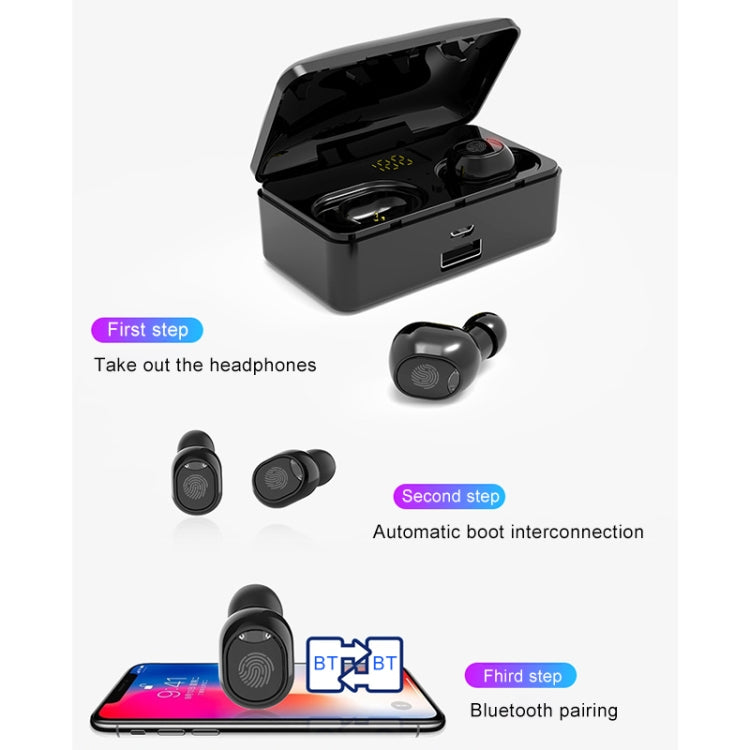 G10 TWS Bluetooth 5.0 Wireless Bluetooth Earphone with Charging Box, Support Digital Display & HD Call & Power Bank(Blue)-garmade.com