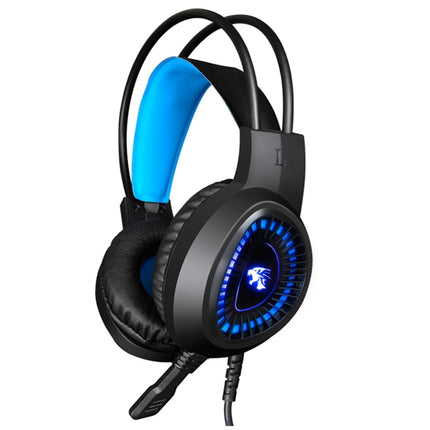 HAMTOD V1000 Dual-3.5mm Plug Interface Gaming Headphone Headset with Mic & LED Light, Cable Length: 2.1m(Blue)-garmade.com