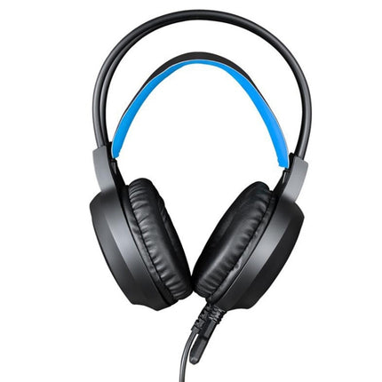 HAMTOD V1000 Dual-3.5mm Plug Interface Gaming Headphone Headset with Mic & LED Light, Cable Length: 2.1m(Blue)-garmade.com