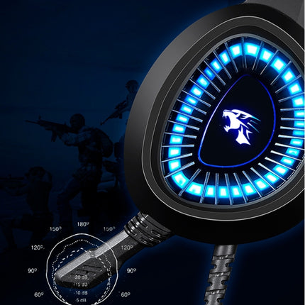 HAMTOD V1000 Dual-3.5mm Plug Interface Gaming Headphone Headset with Mic & LED Light, Cable Length: 2.1m(Blue)-garmade.com