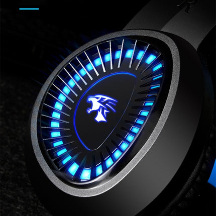 HAMTOD V1000 Dual-3.5mm Plug Interface Gaming Headphone Headset with Mic & LED Light, Cable Length: 2.1m(Blue)-garmade.com