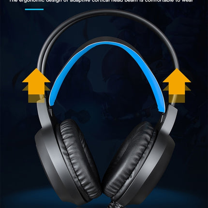 HAMTOD V1000 Dual-3.5mm Plug Interface Gaming Headphone Headset with Mic & LED Light, Cable Length: 2.1m(Blue)-garmade.com