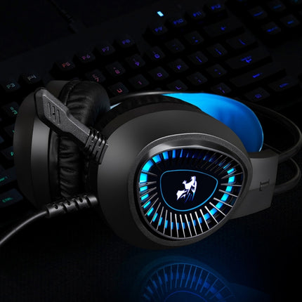 HAMTOD V1000 Dual-3.5mm Plug Interface Gaming Headphone Headset with Mic & LED Light, Cable Length: 2.1m(Blue)-garmade.com