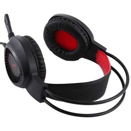 HAMTOD V1000 Dual-3.5mm Plug Interface Gaming Headphone Headset with Mic & LED Light, Cable Length: 2.1m (Red)-garmade.com
