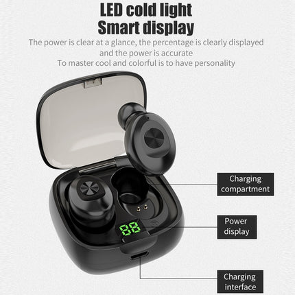 XG-8 TWS Digital Display Touch Bluetooth Earphone with Magnetic Charging Box(Black)-garmade.com