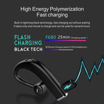 F680 Bluetooth 5.0 Fast Charging Wireless Business Sports Bluetooth Earphone (Black)-garmade.com
