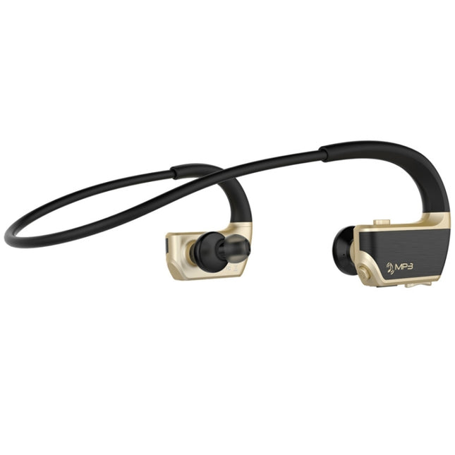 J2 Bluetooth 4.2 Binaural Hanging Type Wireless Sports Bluetooth Earphone, Built-in Memory (Gold)-garmade.com