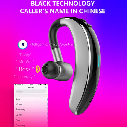 V7 Bluetooth 5.0 Business Style Wireless Stereo Sports Bluetooth Earphone, Support Inform Caller Name (Black)-garmade.com