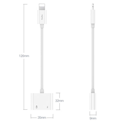 TOTUDESIGN EAUC-25 Glory Series 2 in 1 Multi-function 8 Pin + 3.5mm to 8 Pin Male Fast Charging & Music Audio & Card Reading Adapter (Call version)(White)-garmade.com