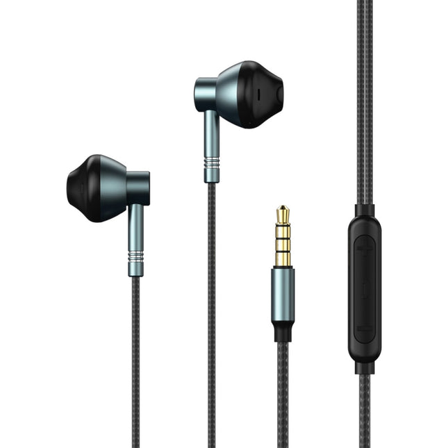 REMAX RM-201 In-Ear Stereo Metal Music Earphone with Wire Control + MIC, Support Hands-free(Tarnish)-garmade.com
