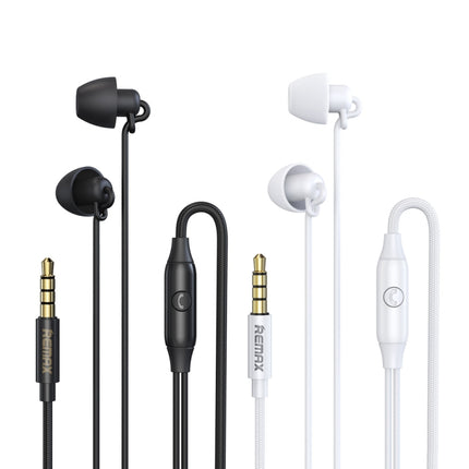 REMAX RM-208 In-Ear Stereo Sleep Earphone with Wire Control + MIC, Support Hands-free(White)-garmade.com