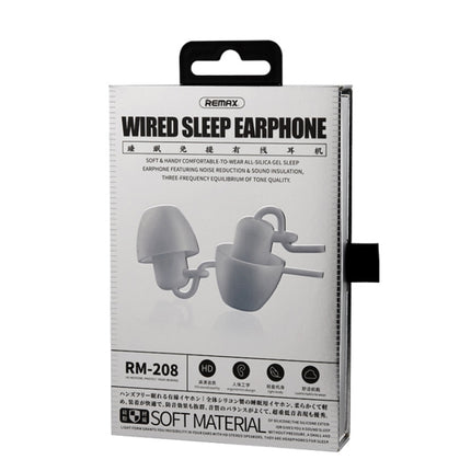 REMAX RM-208 In-Ear Stereo Sleep Earphone with Wire Control + MIC, Support Hands-free(White)-garmade.com
