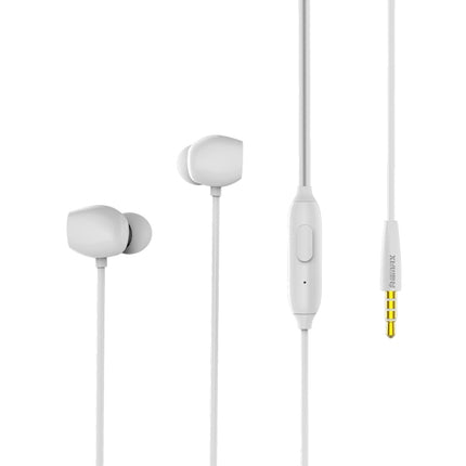 REMAX RM-550 3.5mm Gold Pin In-Ear Stereo Music Earphone with Wire Control + MIC, Support Hands-free (White)-garmade.com