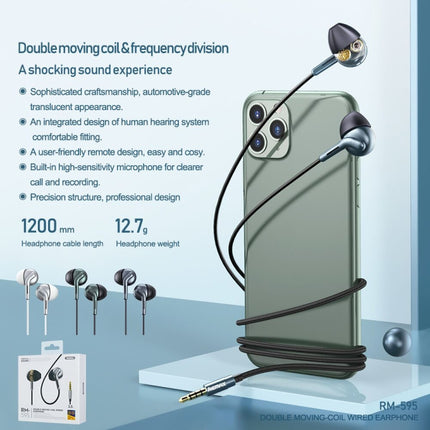 REMAX RM-595 3.5mm Gold Pin In-Ear Stereo Double-action Metal Music Earphone with Wire Control + MIC, Support Hands-free (Green)-garmade.com