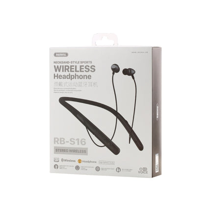 REMAX RB-S16 Wireless Neck-mounted Sports V4.2 Bluetooth Earphone (Black)-garmade.com
