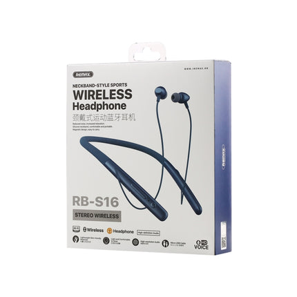 REMAX RB-S16 Wireless Neck-mounted Sports V4.2 Bluetooth Earphone (Blue)-garmade.com