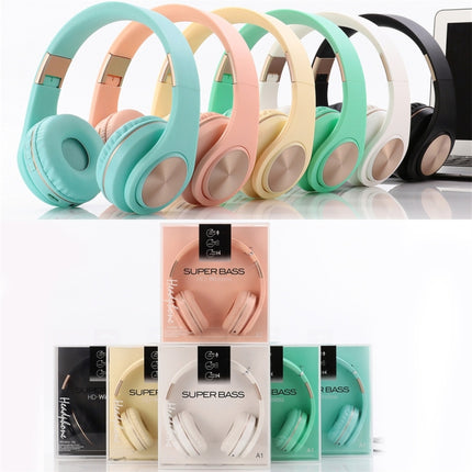 A1 Bluetooth 4.2 Candy Color Super Base Bluetooth Headphone, Support Music Play & Switching & Volume Control & Answer(Black)-garmade.com
