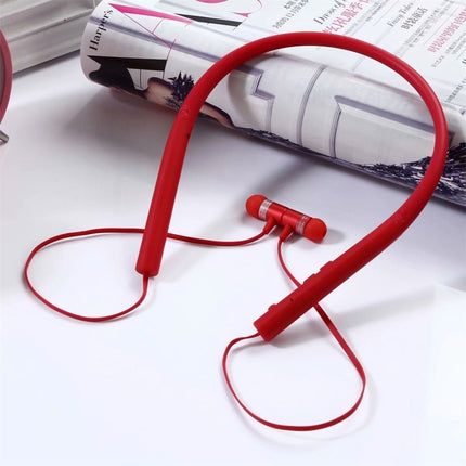BT-790 Bluetooth 4.2 Hanging Neck Design Bluetooth Headset, Support Music Play & Switching & Volume Control & Answer(Red)-garmade.com