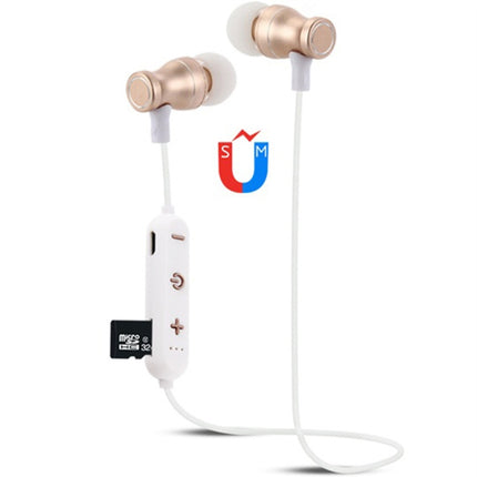 F11 Bluetooth 4.2 Hanging Neck Design Bluetooth Headset, Support Music Play & Switching & Volume Control & Answer(Gold)-garmade.com