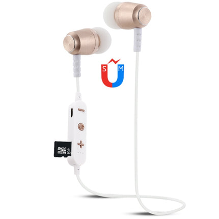 F15 Bluetooth 4.2 Hanging Neck Design Bluetooth Headset, Support Music Play & Switching & Volume Control & Answer(Gold)-garmade.com