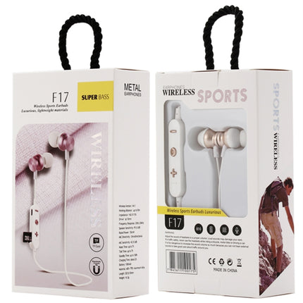 F17 Bluetooth 4.2 Hanging Neck Design Bluetooth Headset, Support Music Play & Switching & Volume Control & Answer(Gold)-garmade.com