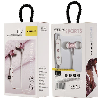 F17 Bluetooth 4.2 Hanging Neck Design Bluetooth Headset, Support Music Play & Switching & Volume Control & Answer(Rose Gold)-garmade.com