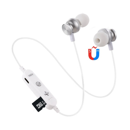 F17 Bluetooth 4.2 Hanging Neck Design Bluetooth Headset, Support Music Play & Switching & Volume Control & Answer(Silver)-garmade.com